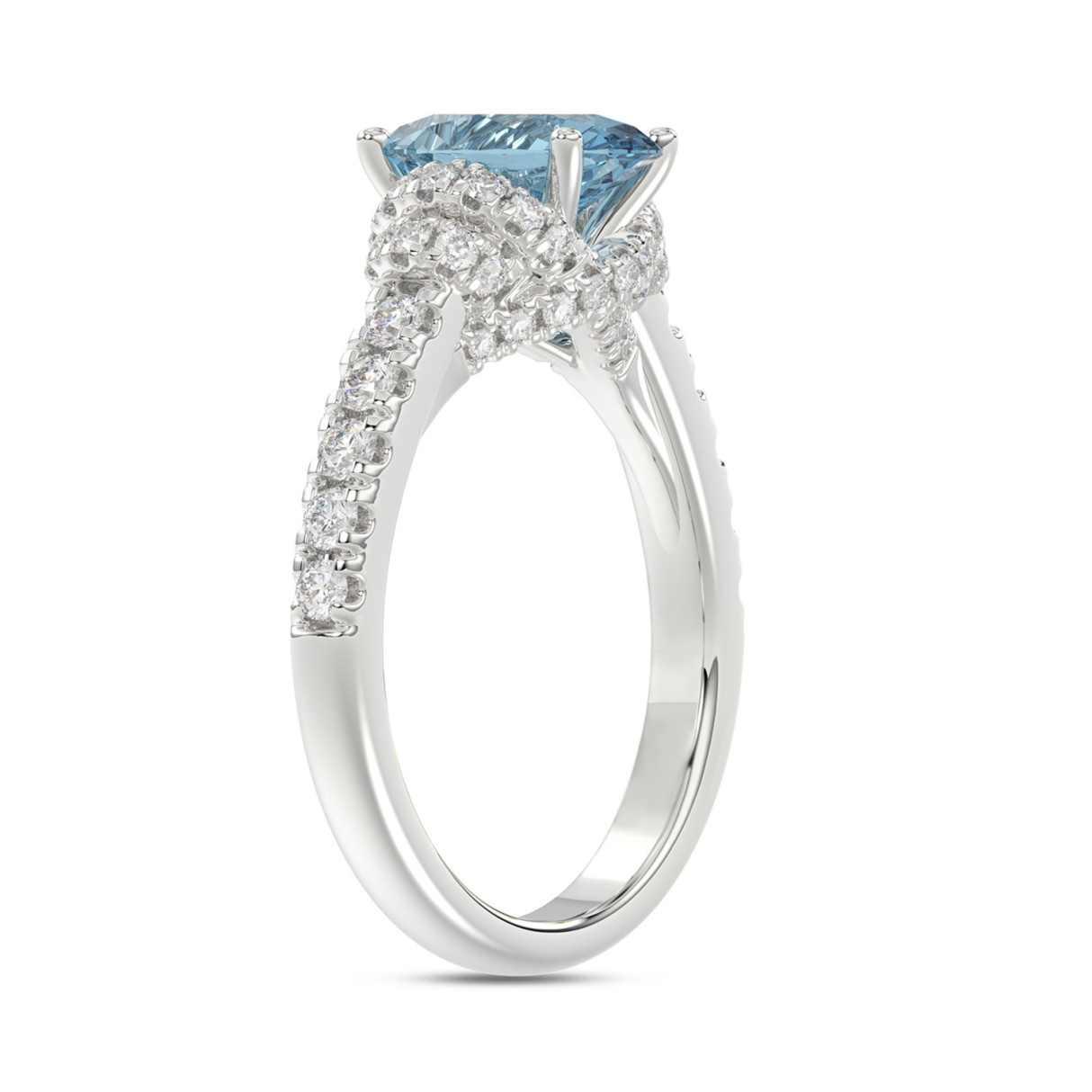 14K WHITE GOLD 2 3/4CT ROUND/BLUE OVAL DIAMONDLADIES RING (CENTER STONE BLUE OVAL DIAMOND 2CT)