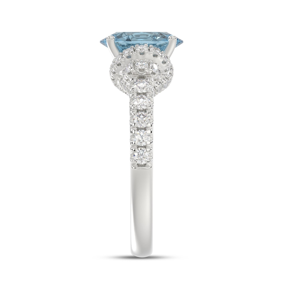 14K WHITE GOLD 2 3/4CT ROUND/BLUE OVAL DIAMOND LADIES RING (CENTER STONE BLUE OVAL DIAMOND 2CT)
