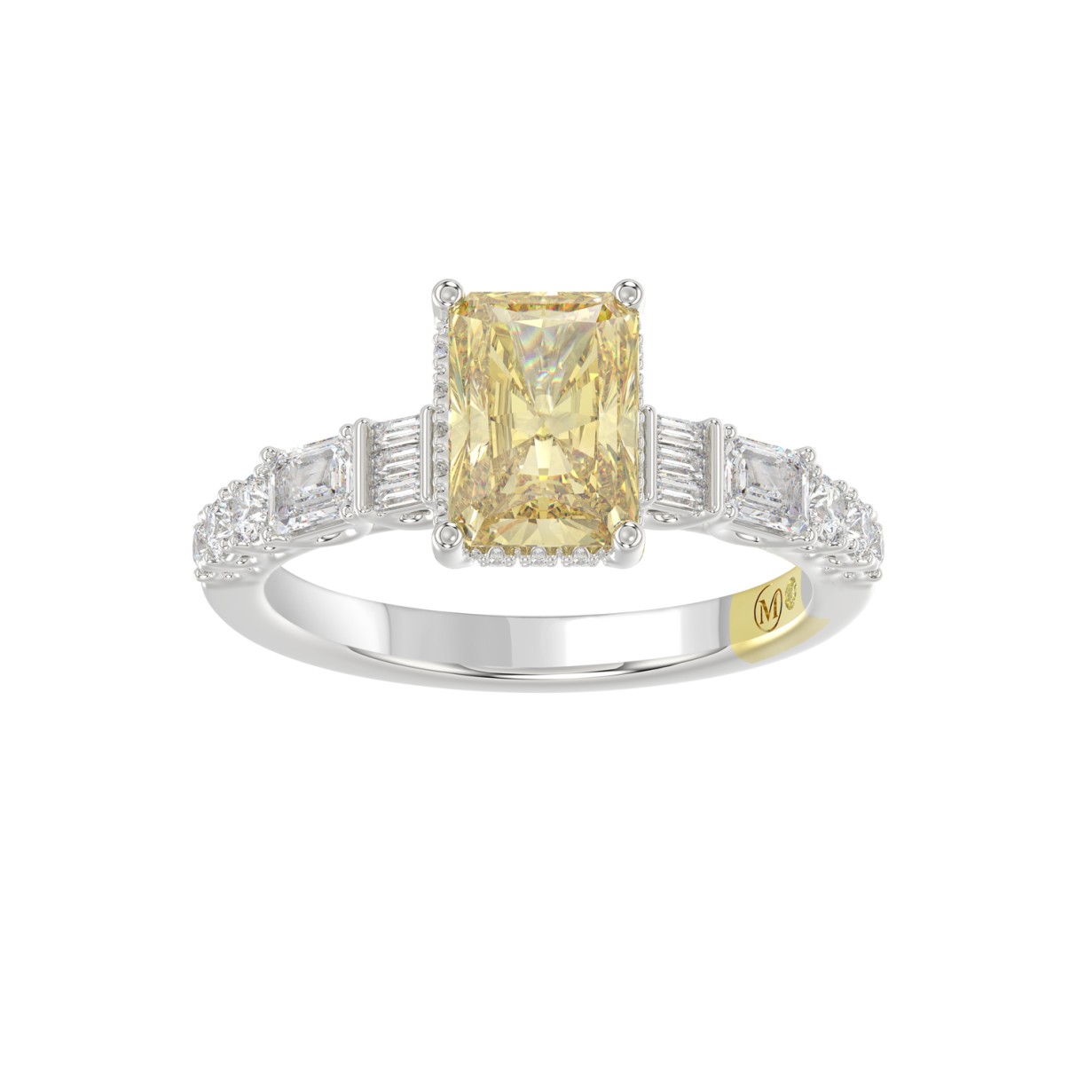 14K WHITE GOLD CRAFTED WITH 18K YELLOW GOLD SHANK ...