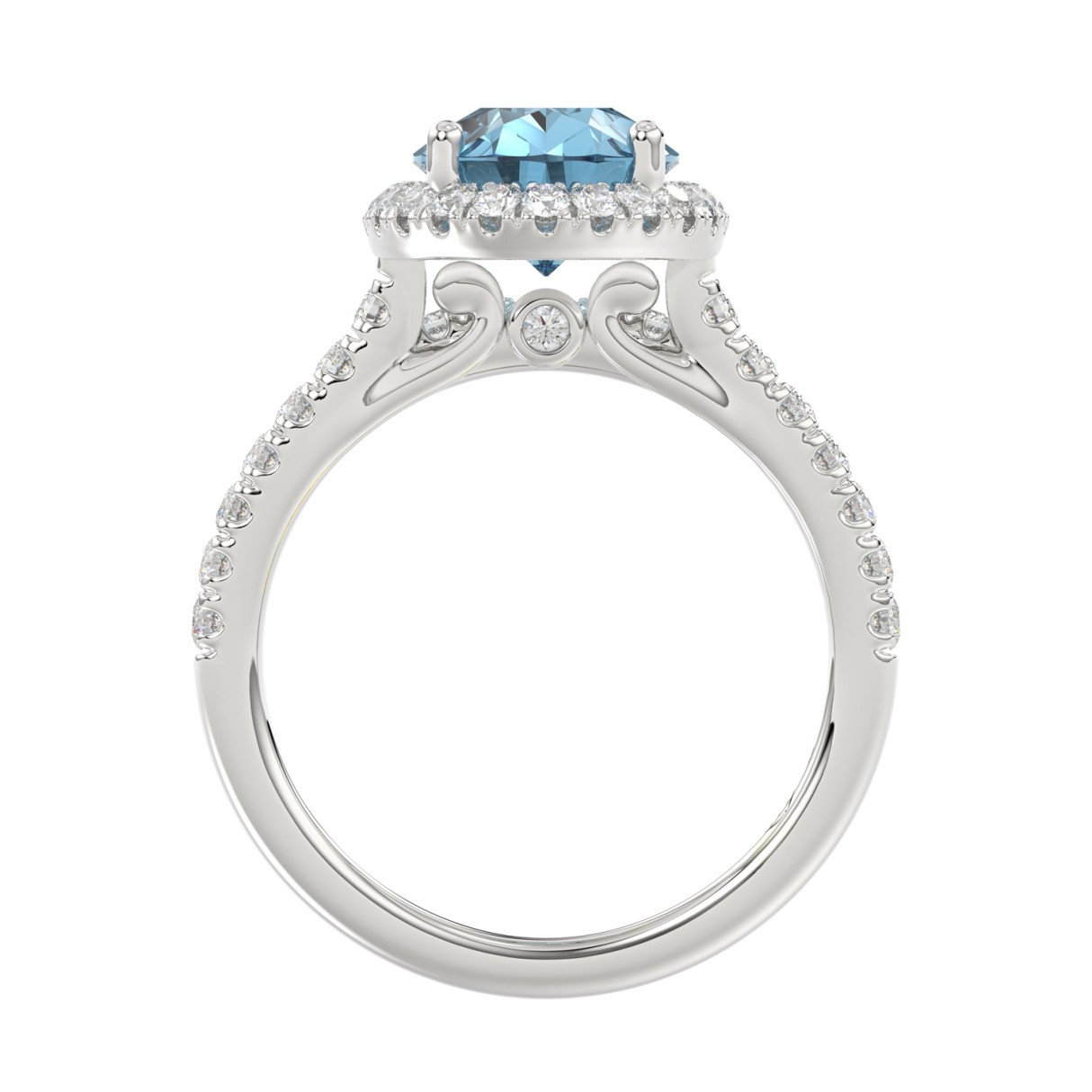 14K WHITE GOLD 4.00CT ROUND/PEAR DIAMOND LADIES BRIDAL SET (CENTER STONE BLUE PEAR DIAMOND 1.00CT)