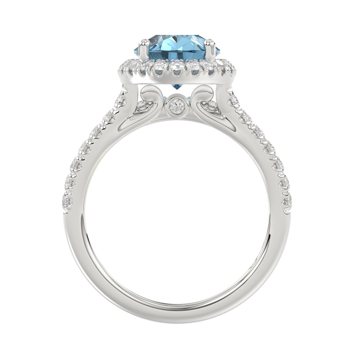 14K WHITE GOLD 4.00CT ROUND/PEAR DIAMOND LADIES BRIDAL SET (CENTER STONE BLUE PEAR DIAMOND 1.00CT)