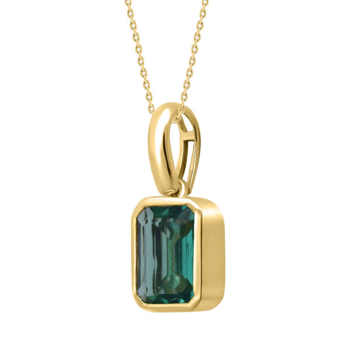 10K YELLOW GOLD 1 1/2CT GREEN EMERALD DIAMOND MEN'S CHARM PENDANT