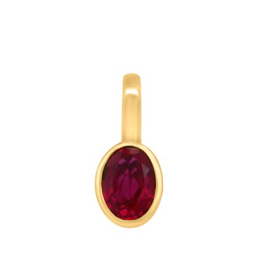 10K YELLOW GOLD 1 1/2CT OVAL RUBY DIAMOND LADIES PENDANT