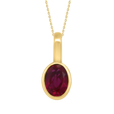 10K YELLOW GOLD 1 1/2CT OVAL RUBY DIAMOND MEN'S CHARM PENDANT