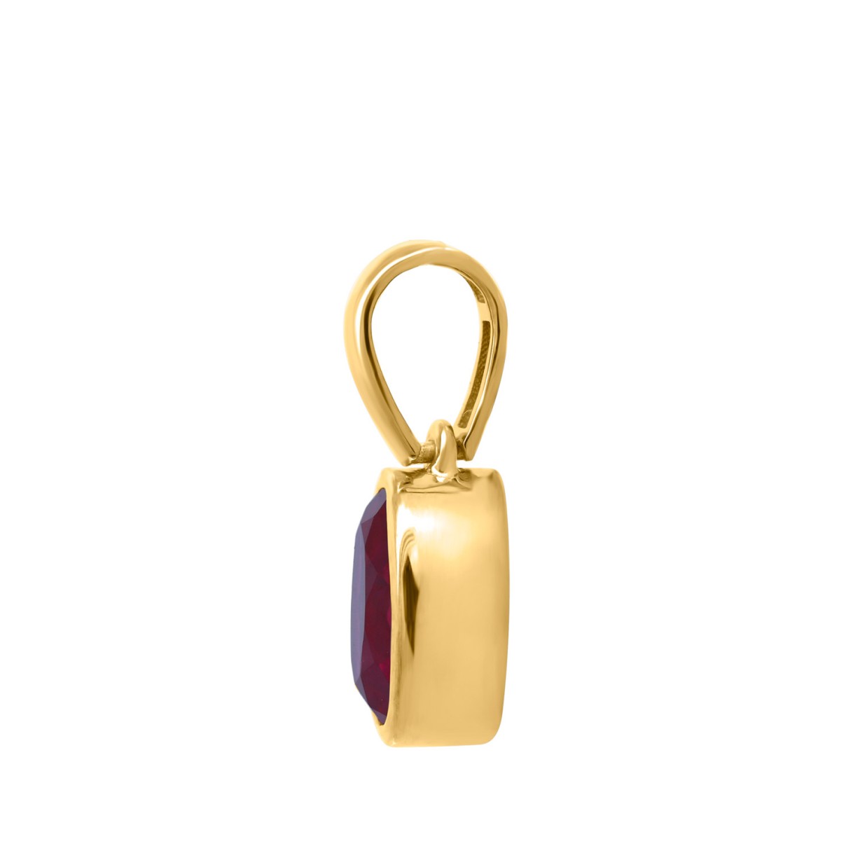 10K YELLOW GOLD 1 1/2CT OVAL RUBY DIAMOND LADIES PENDANT