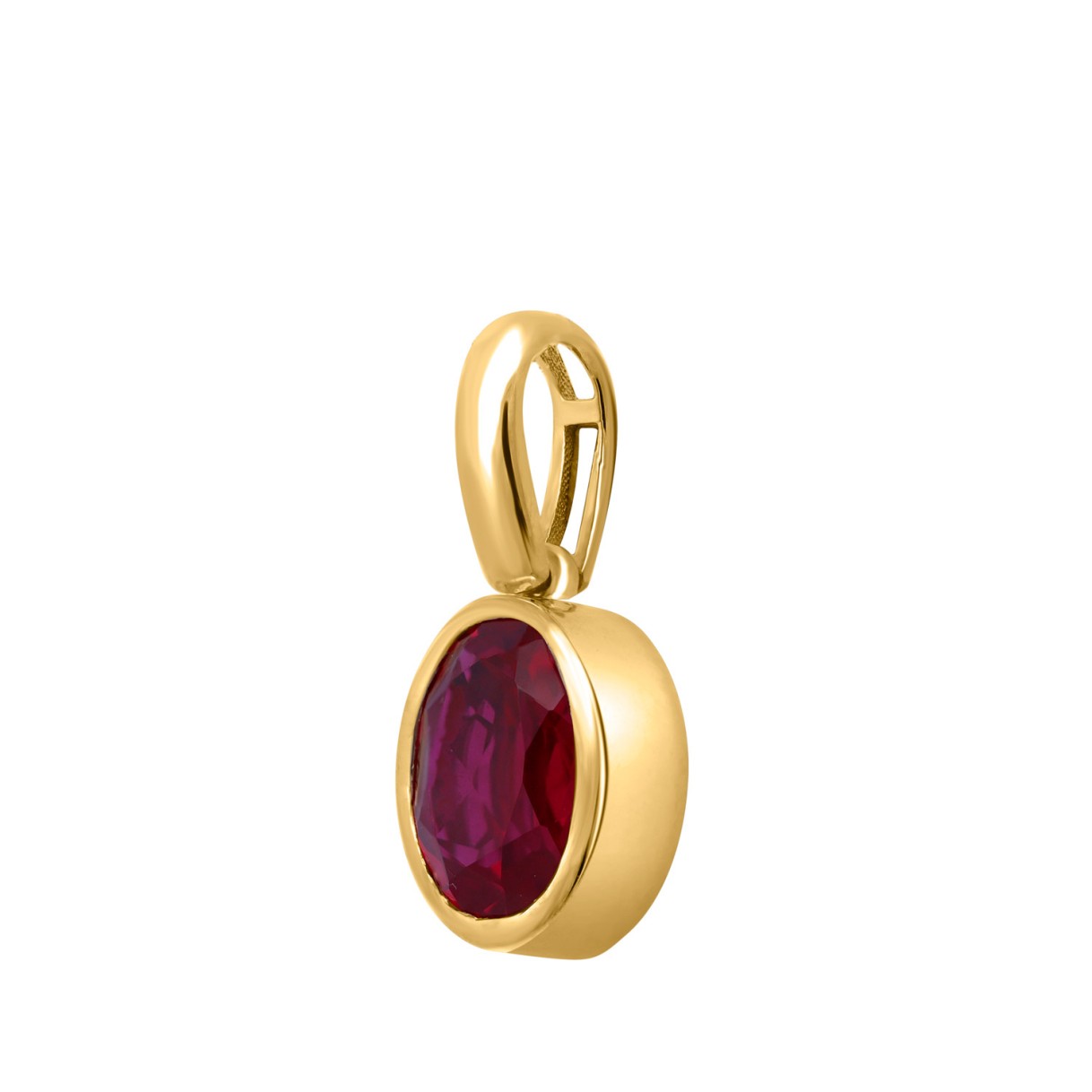 10K YELLOW GOLD 1 1/2CT OVAL RUBY DIAMOND LADIES PENDANT