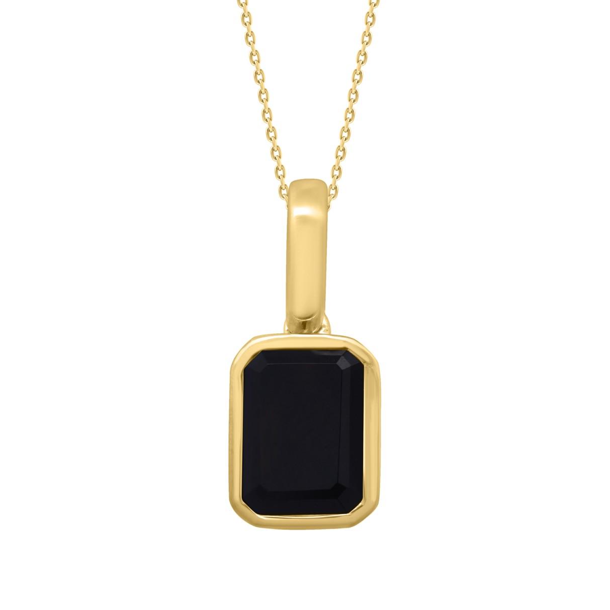 10K YELLOW GOLD 3 1/2CT CUSHION BLACK ONXY DIAMOND MEN'S CHARM PENDANT