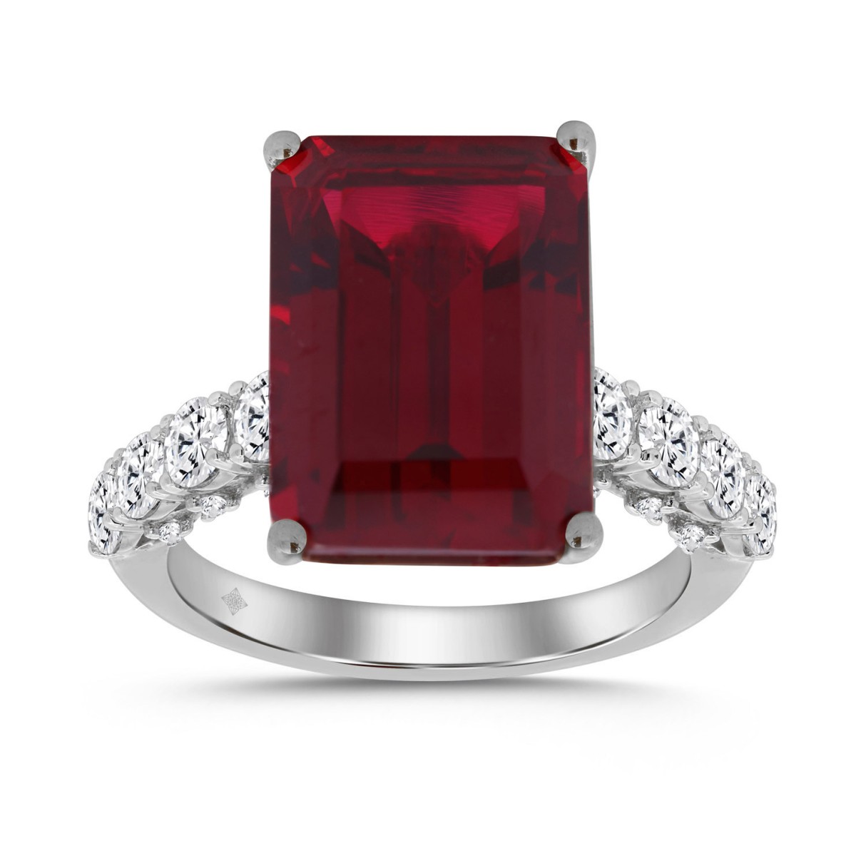 14K WHITE GOLD 1.00CT ROUND/RUBY EMERALD DIAMOND L...