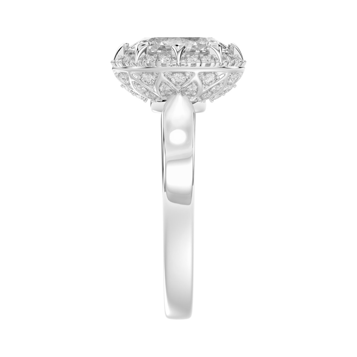 14K WHITE GOLD 2 1/4CT ROUND/OVAL DIAMOND LADIES RING