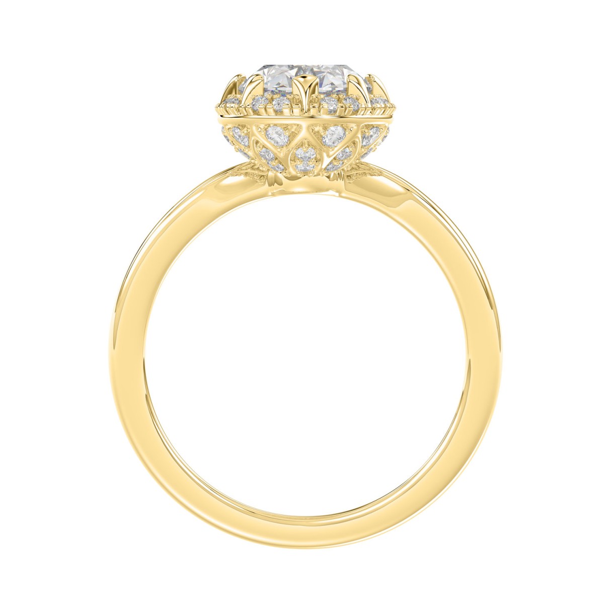 14K YELLOW GOLD 2 1/4CT ROUND/OVAL DIAMOND LADIES RING
