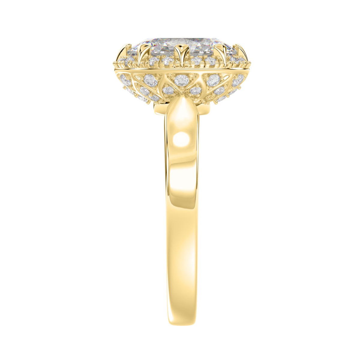 14K YELLOW GOLD 2 1/4CT ROUND/OVAL DIAMOND LADIES RING