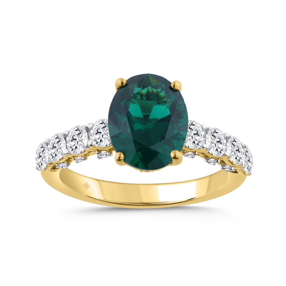 14K YELLOW GOLD 7.00CT ROUND/OVAL GREEN DIAMOND LA...