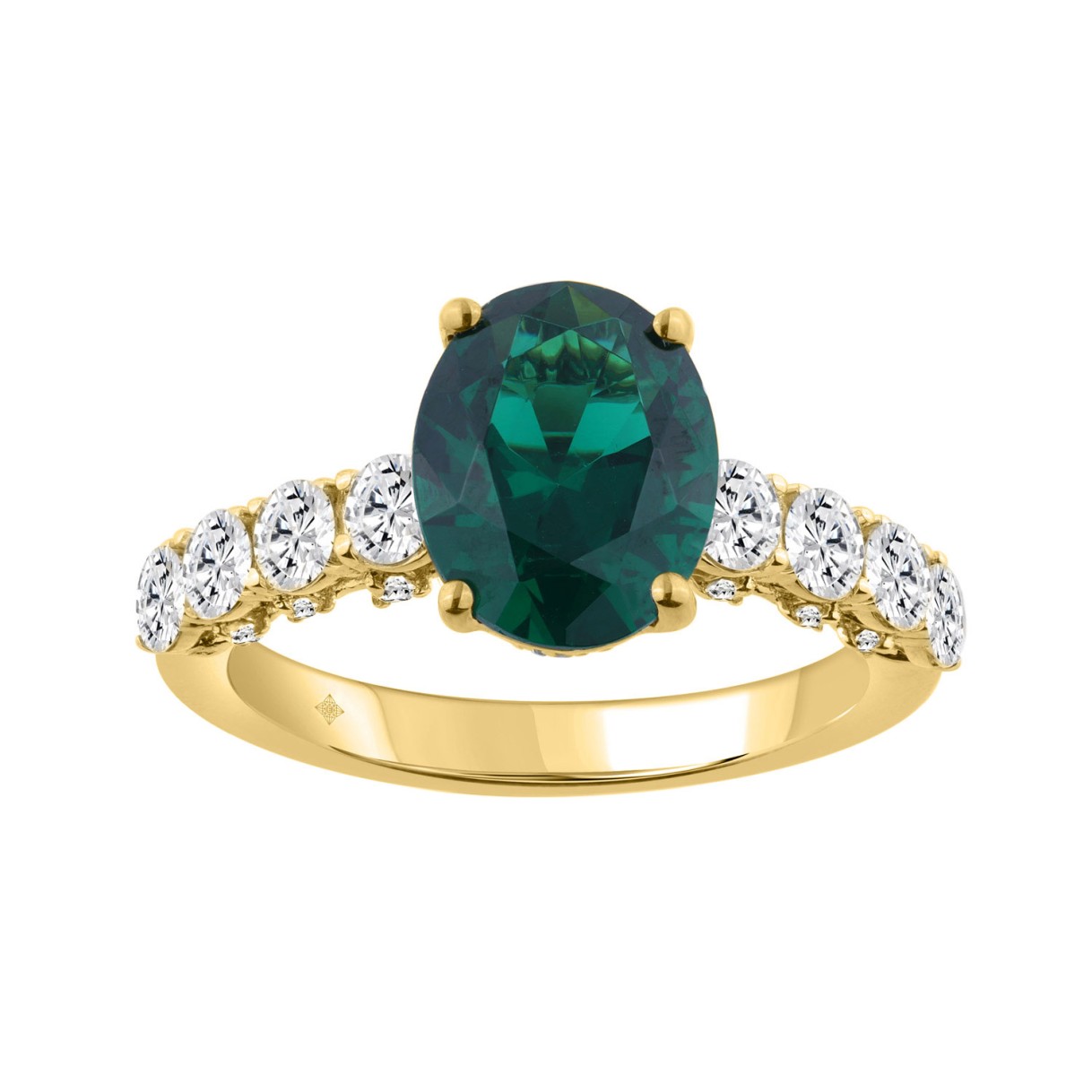 14K YELLOW GOLD 7.00CT ROUND/OVAL GREEN DIAMOND LA...