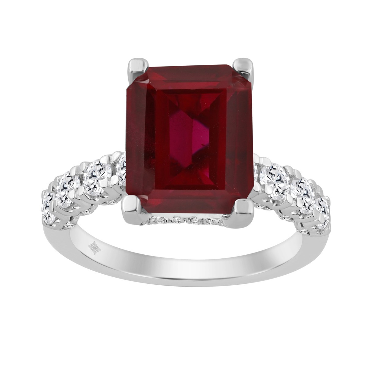 14K WHITE GOLD 7.00CT ROUND/EMERALD RUBY DIAMOND LADIES RING (CENTER STONE RUBY EMERALD DIAMOND 10CT)