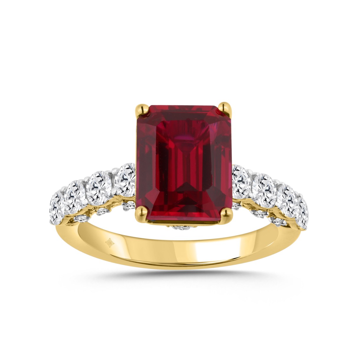 14K YELLOW GOLD 11.00CT ROUND/RUBY EMERALD DIAMOND...