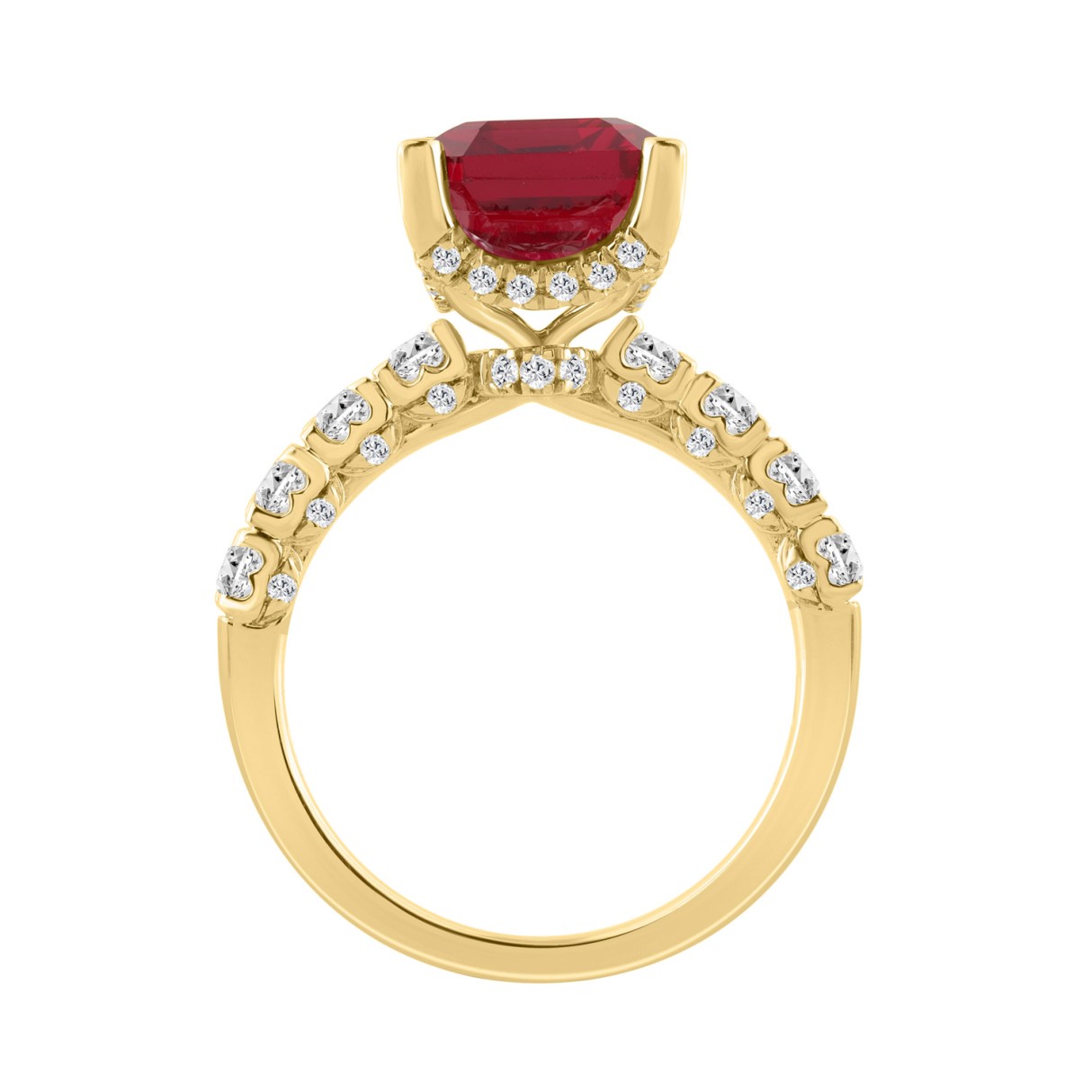 14K YELLOW GOLD 7.00CT ROUND/RUBY EMERALD DIAMOND LADIES RING (CENTER STONE RUBY EMERALD DIAMOND 6CT)