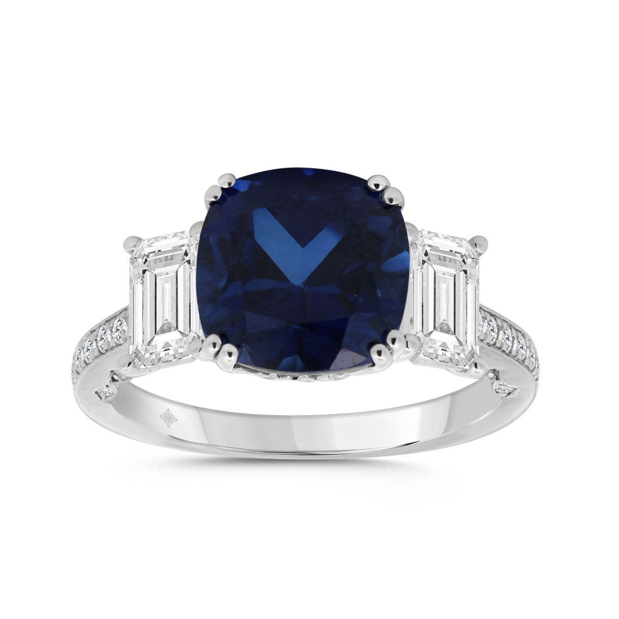 14K WHITE GOLD 2 1/3CT ROUND/EMERALD/BLUE SAPPHIRE...