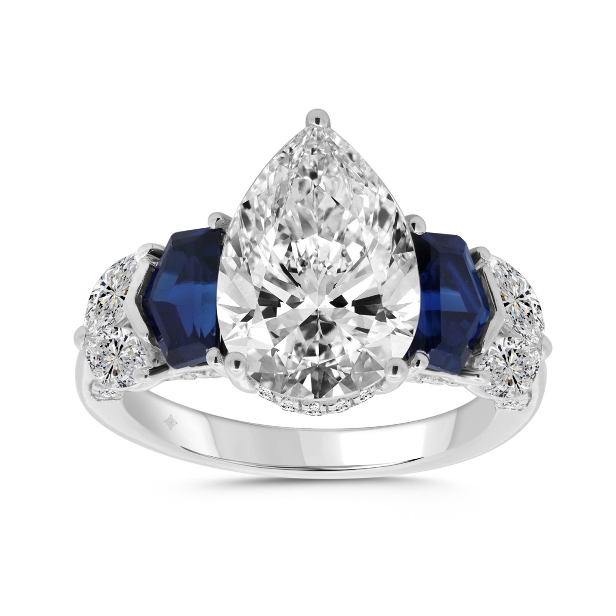 14K WHITE GOLD 3 3/4CT ROUND/PEAR/MARQUISE/BLUE SA...