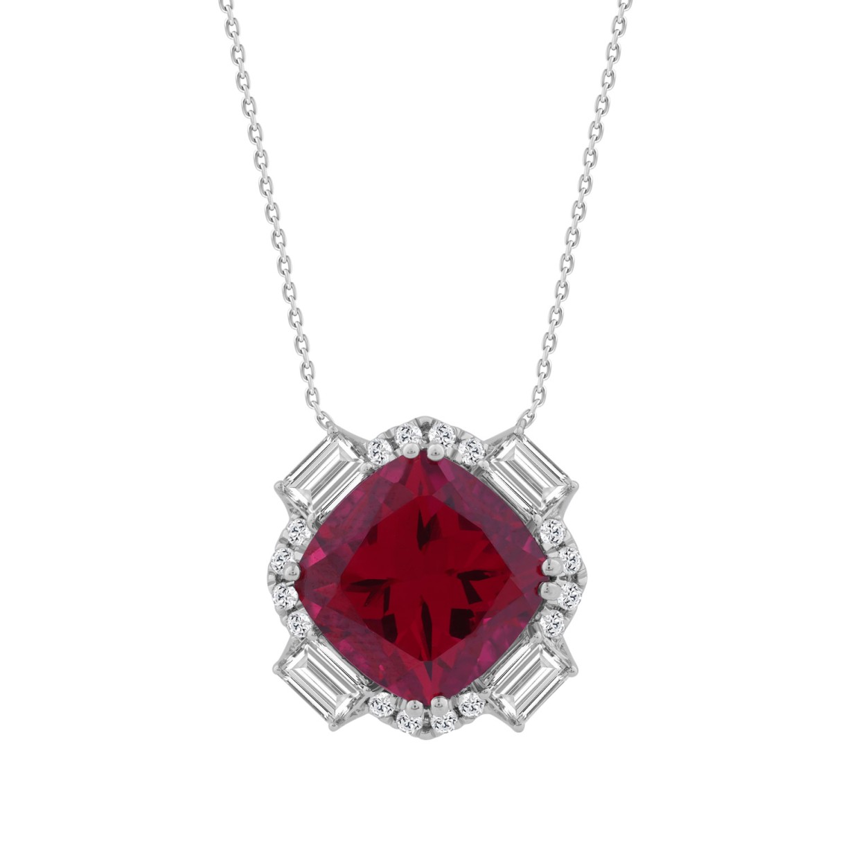 14K WHITE GOLD 1.00CT ROUND/EMERALD/RUBY CUSHION D...