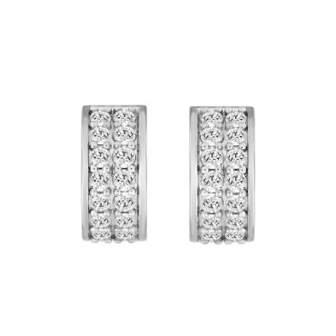 10K WHITE GOLD 1.00CT ROUND DIAMOND HOOPS EARRINGS