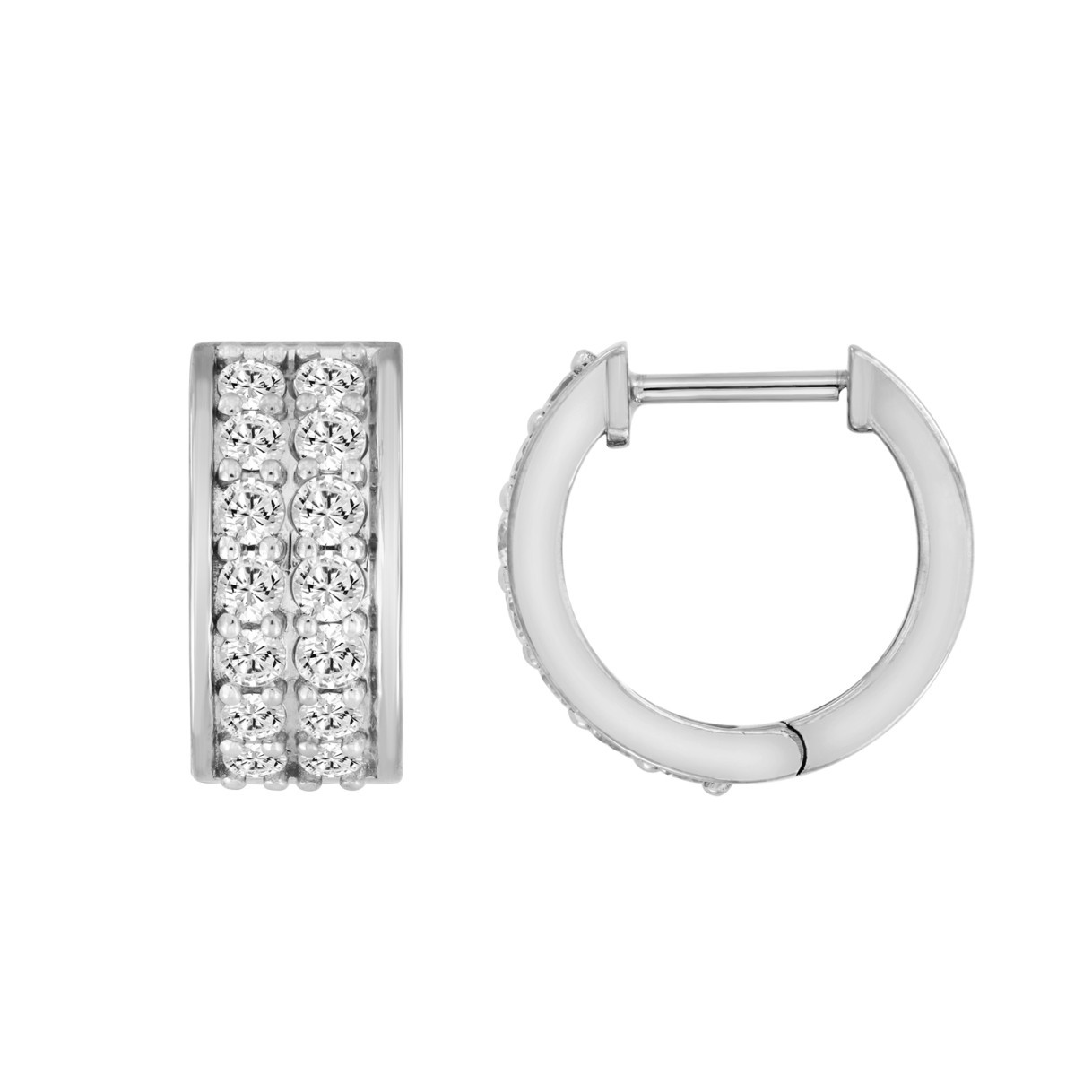10K WHITE GOLD 1.00CT ROUND DIAMOND HOOPS EARRINGS