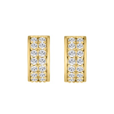 10K YELLOW GOLD 1.00CT ROUND DIAMOND HOOPS EARRINGS