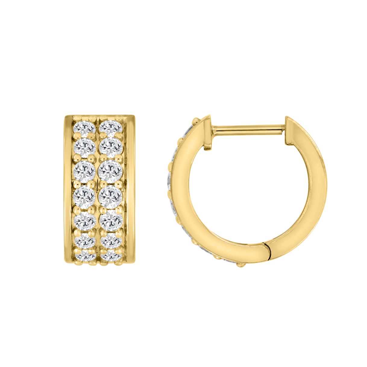10K YELLOW GOLD 1.00CT ROUND DIAMOND HOOPS EARRINGS