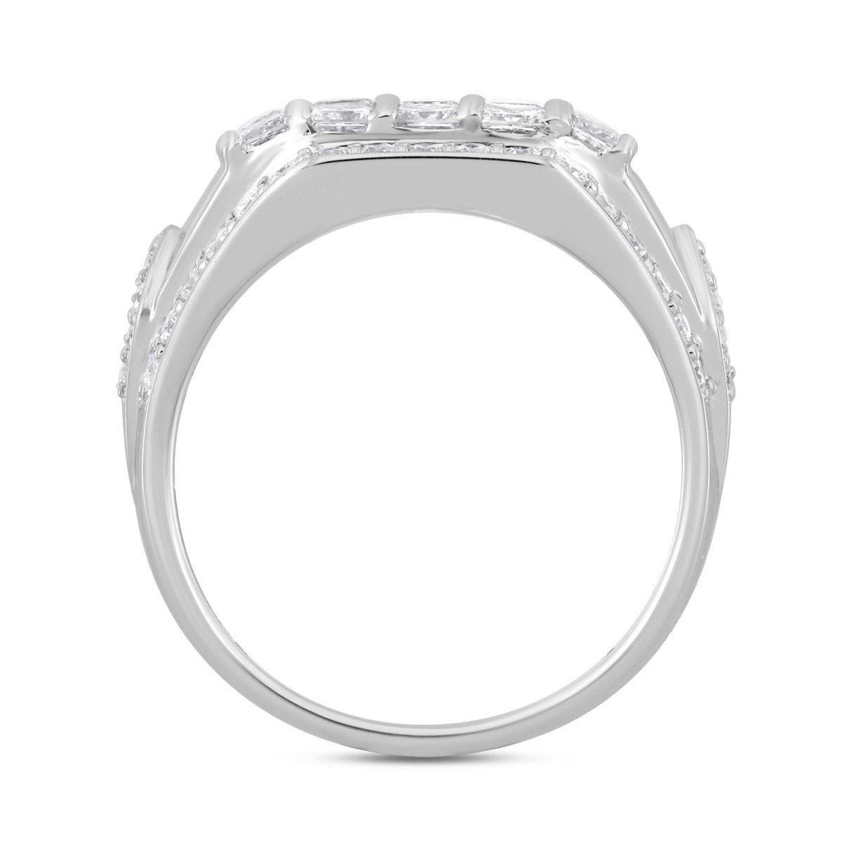 10K WHITE GOLD 3.00CT ROUND/PRINCESS DIAMOND MEN'S RING