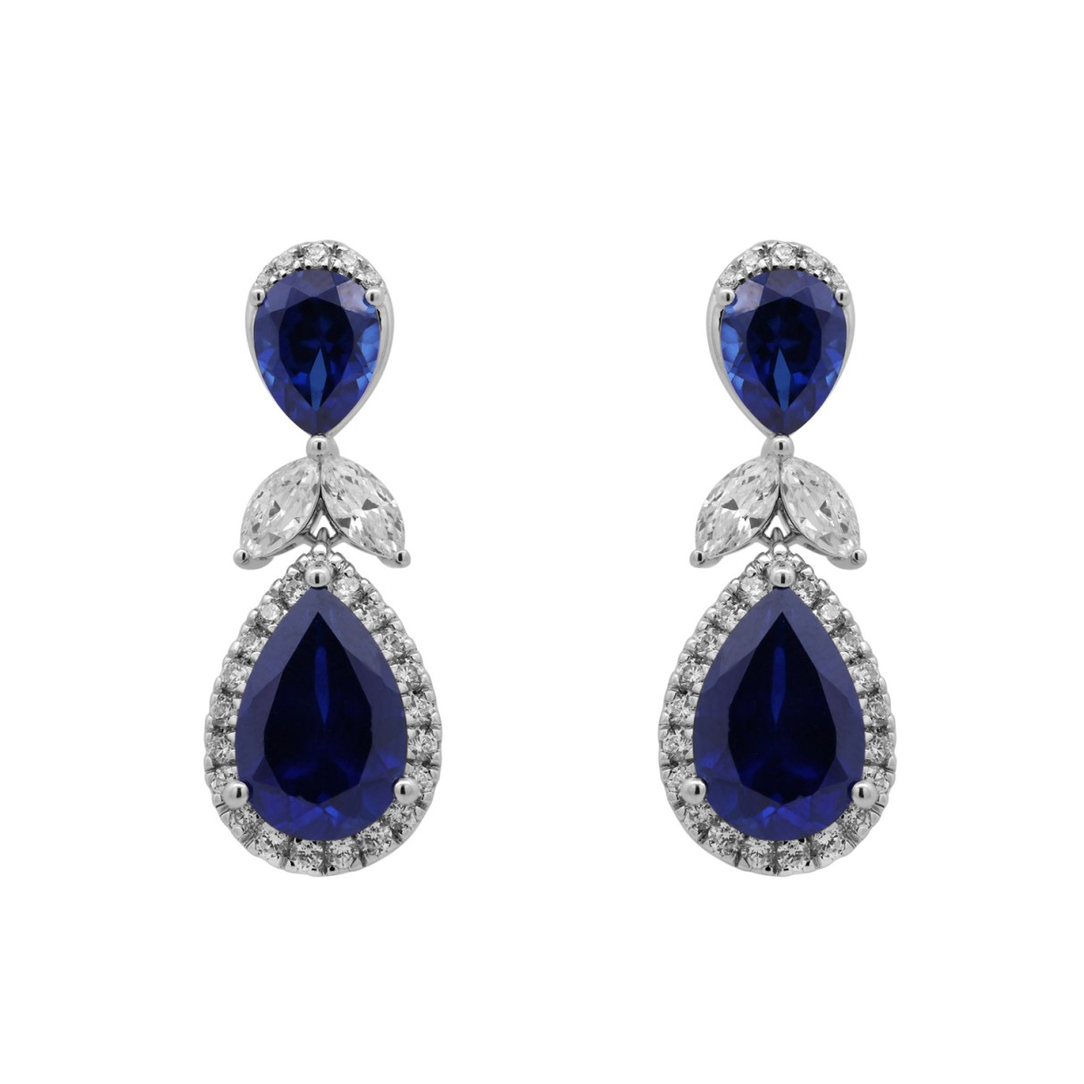 14K WHITE GOLD 1 1/4CT ROUND/MARQUISE/BLUE SAPPHIR...