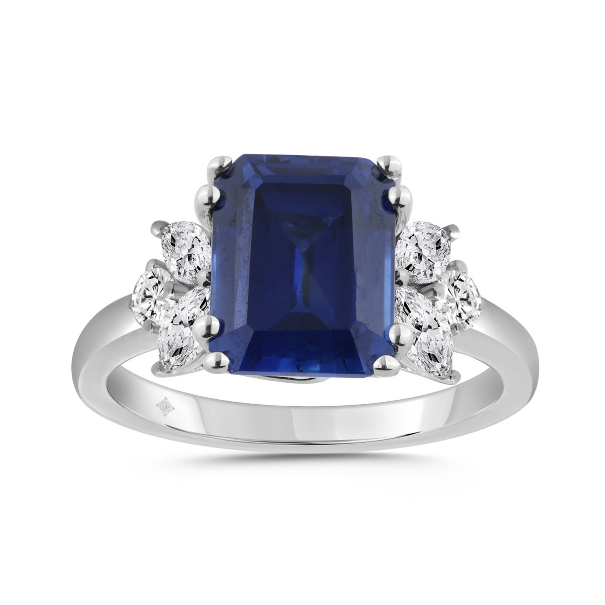 14K WHITE GOLD 1.00CT ROUND/BLUE SAPPHIRE EMERALD/...