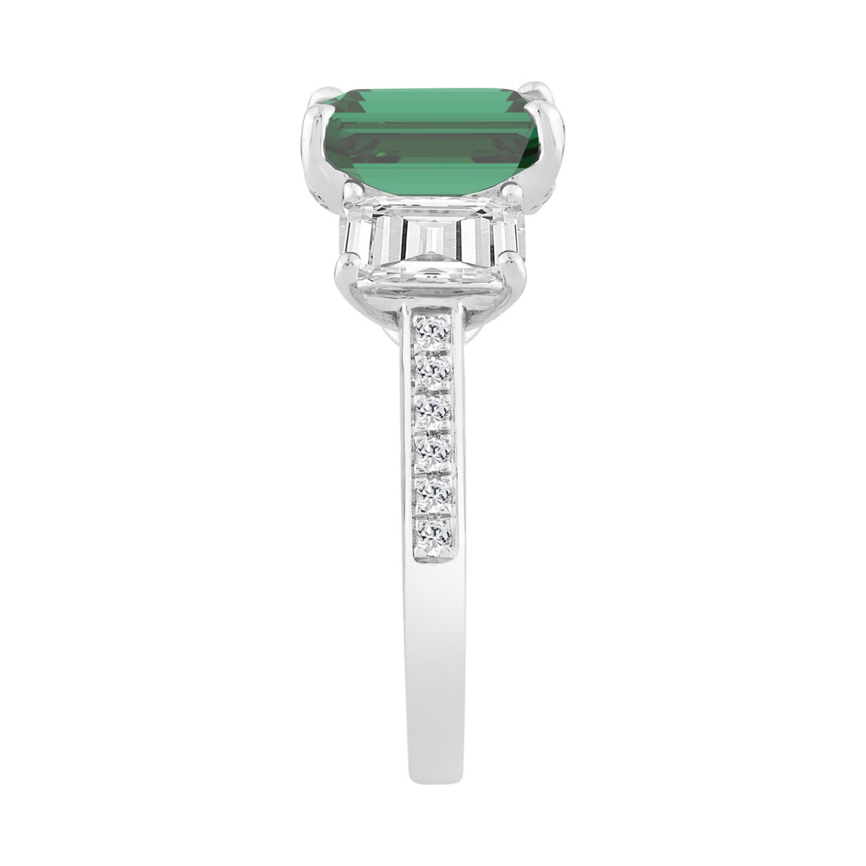 14K WHITE GOLD 6 1/3CT ROUND/GREEN EMERALD DIAMOND LADIES RING (CENTER STONE GREEN EMERALD DIAMOND 5CT)