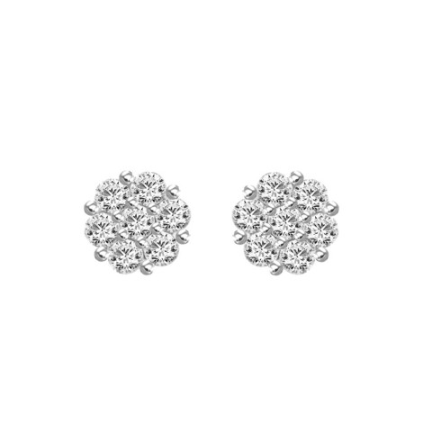 14K WHITE GOLD 2.00CT ROUND DIAMOND LADIES FLOWER EARRINGS