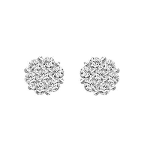 14K WHITE GOLD 3.00CT ROUND DIAMOND LADIES FLOWER EARRINGS