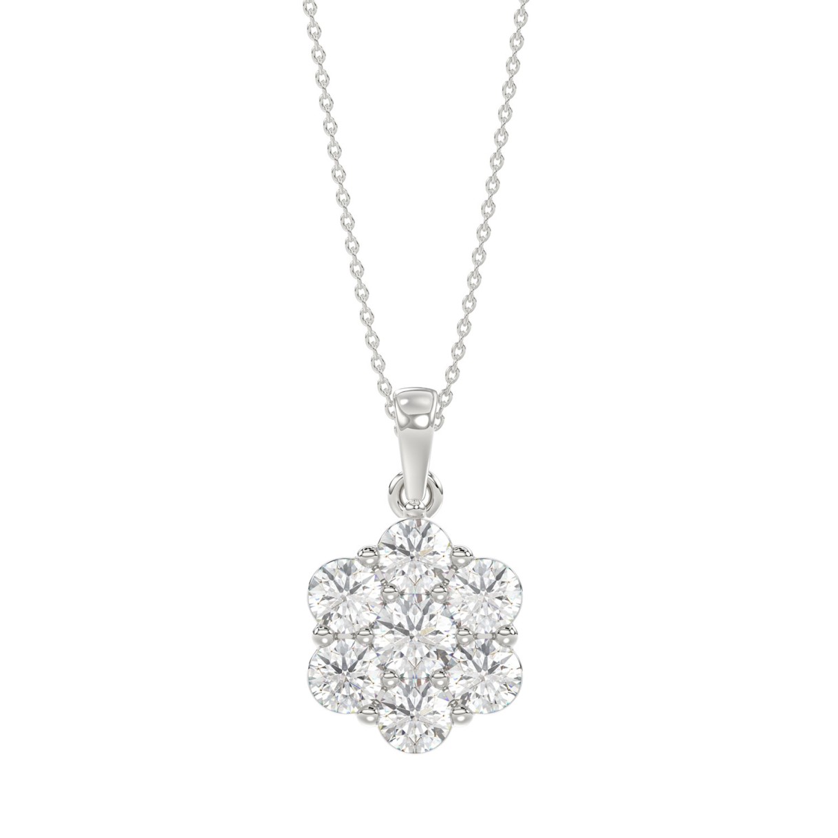 14K WHITE GOLD 1.00CT ROUND DIAMOND LADIES FLOWER ...