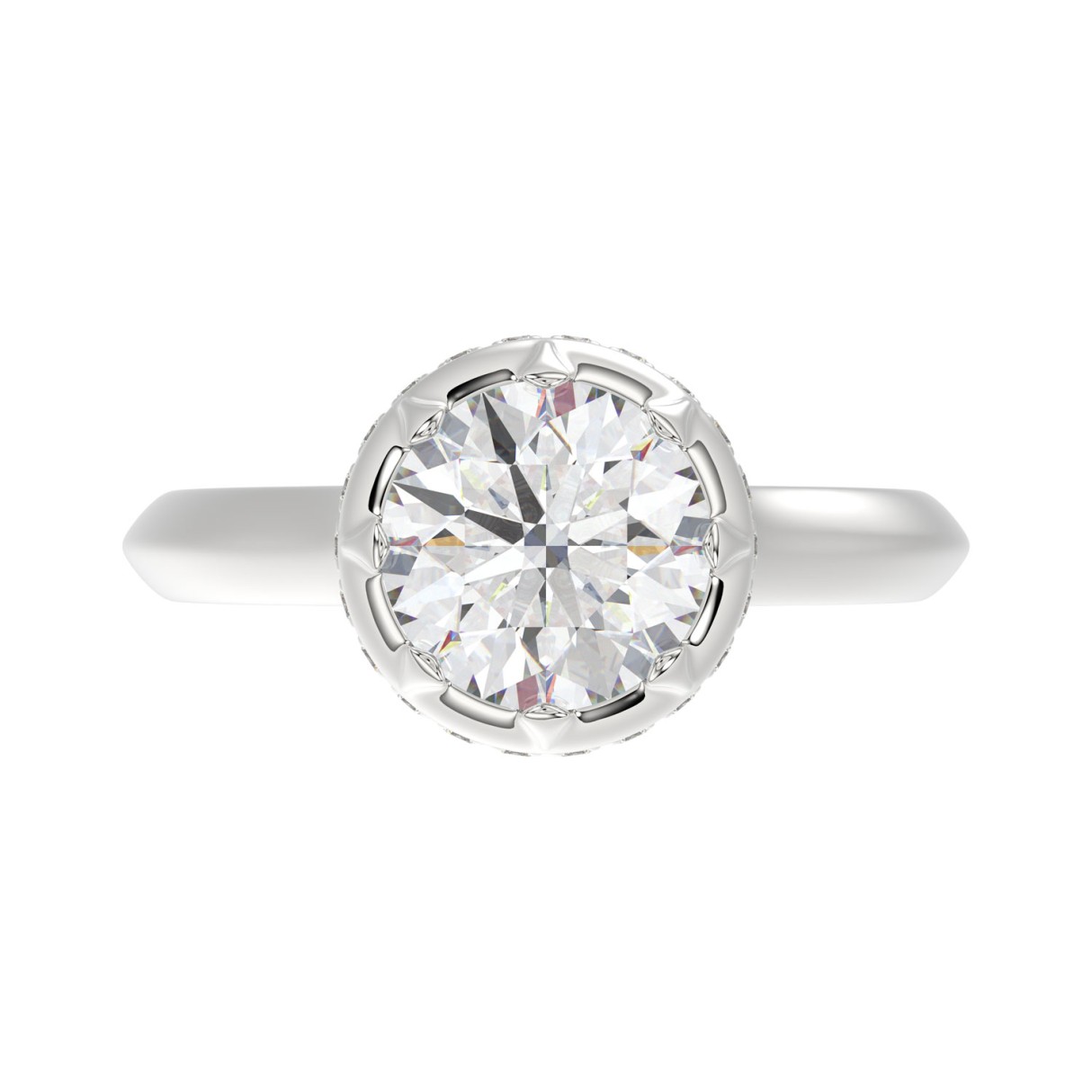 14K WHITE GOLD 2 1/2CT ROUND DIAMOND LADIES RING (CENTER STONE ROUND DIAMOND 2CT)