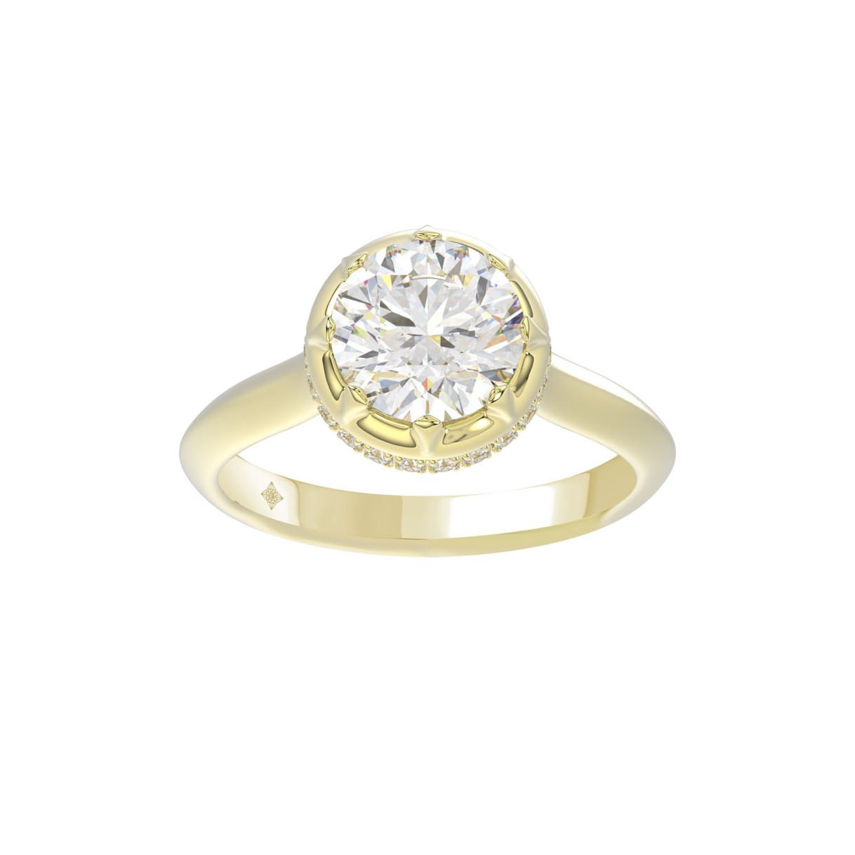 14K YELLOW GOLD 2 1/2CT ROUND DIAMOND LADIES RING ...