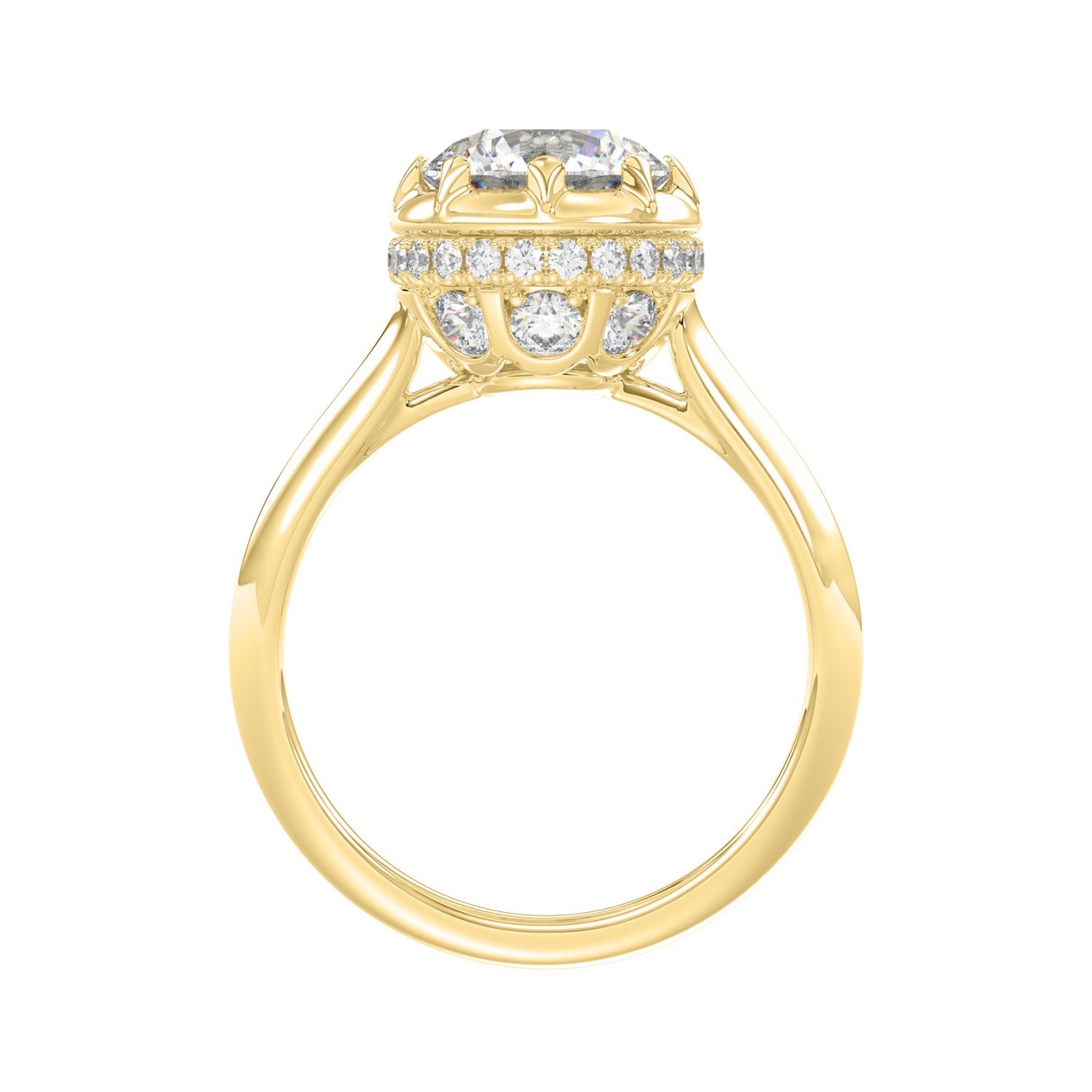 14K YELLOW GOLD 2 1/2CT ROUND DIAMOND LADIES RING (CENTER STONE ROUND DIAMOND 2CT)
