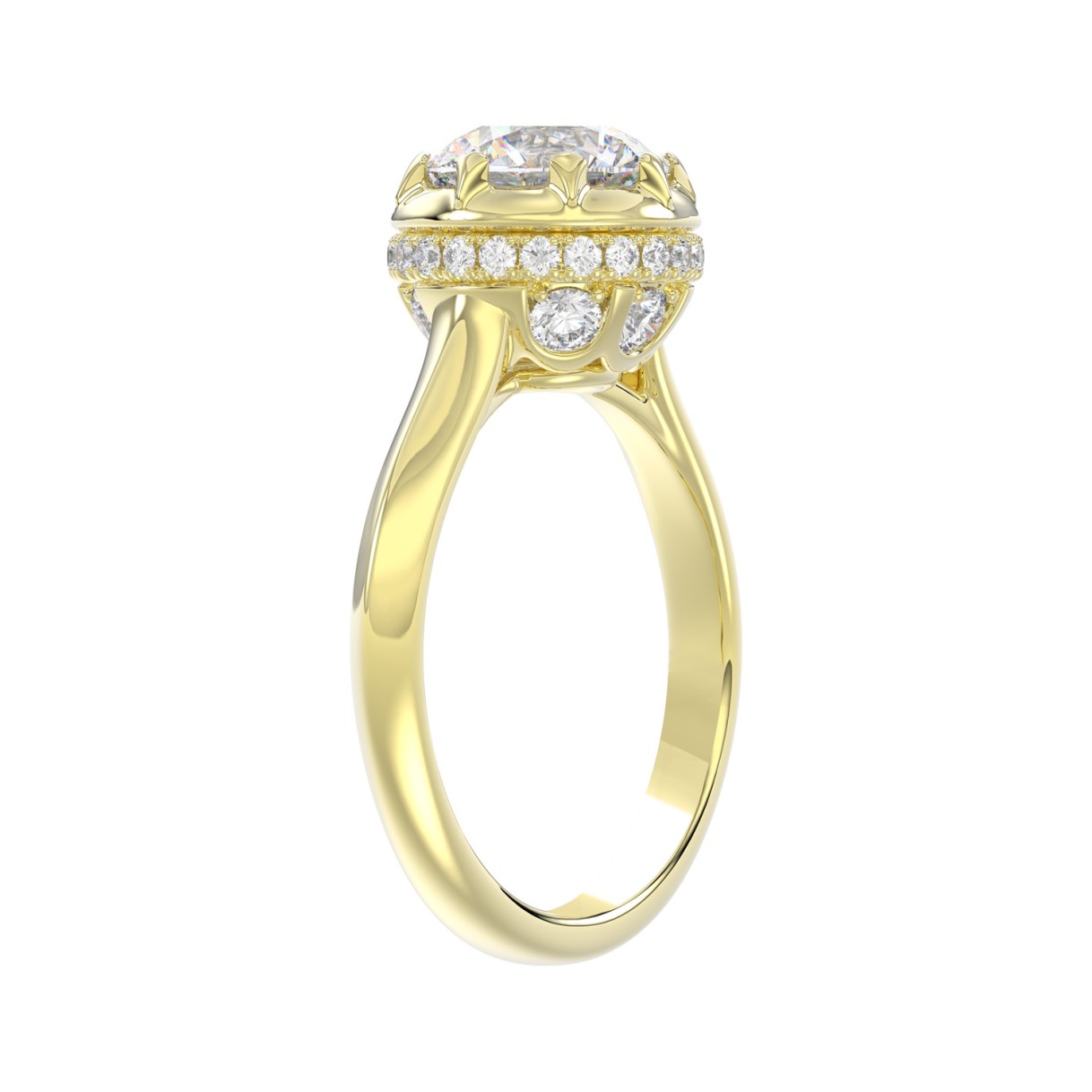 14K YELLOW GOLD 2 1/2CT ROUND DIAMOND LADIES RING (CENTER STONE ROUND DIAMOND 2CT)