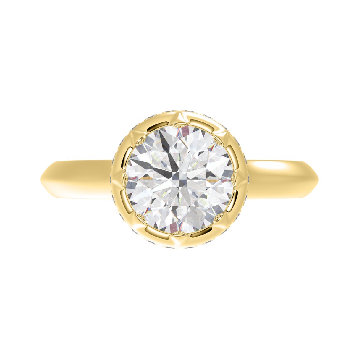 14K YELLOW GOLD 2 1/2CT ROUND DIAMOND LADIES RING (CENTER STONE ROUND DIAMOND 2CT)