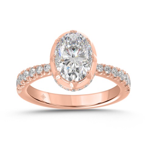 14K ROSE GOLD 2 1/2CT ROUND/OVAL DIAMOND LADIES RING (CENTER STONE OVAL DIAMOND 2CT) 14K ROSE GOLD 2 1/2CT ROUND/OVAL DIAMOND LADIES RING (CENTER STONE OVAL DIAMOND 2CT)