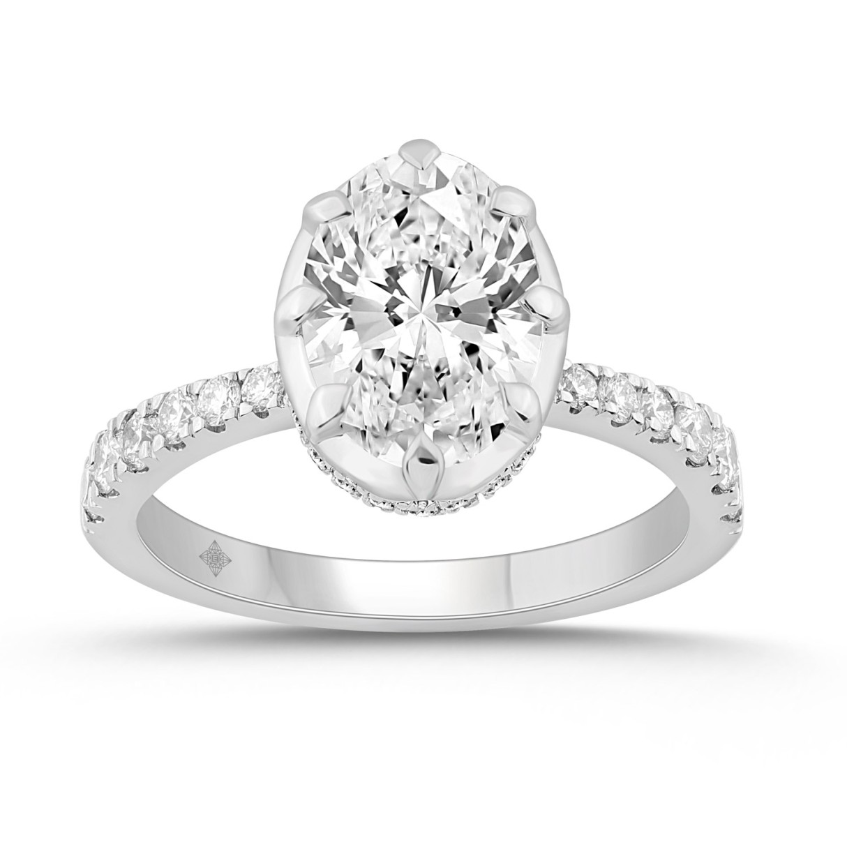 14K WHITE GOLD 2 1/2CT ROUND/OVAL DIAMOND LADIES R...