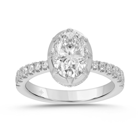 14K WHITE GOLD 2 1/2CT ROUND/OVAL DIAMOND LADIES RING (CENTER STONE OVAL DIAMOND 2CT) 14K WHITE GOLD 2 1/2CT ROUND/OVAL DIAMOND LADIES RING (CENTER STONE OVAL DIAMOND 2CT)