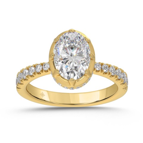 14K YELLOW GOLD 2 1/2CT ROUND/OVAL DIAMOND LADIES RING (CENTER STONE OVAL DIAMOND 2CT) 14K YELLOW GOLD 2 1/2CT ROUND/OVAL DIAMOND LADIES RING (CENTER STONE OVAL DIAMOND 2CT)