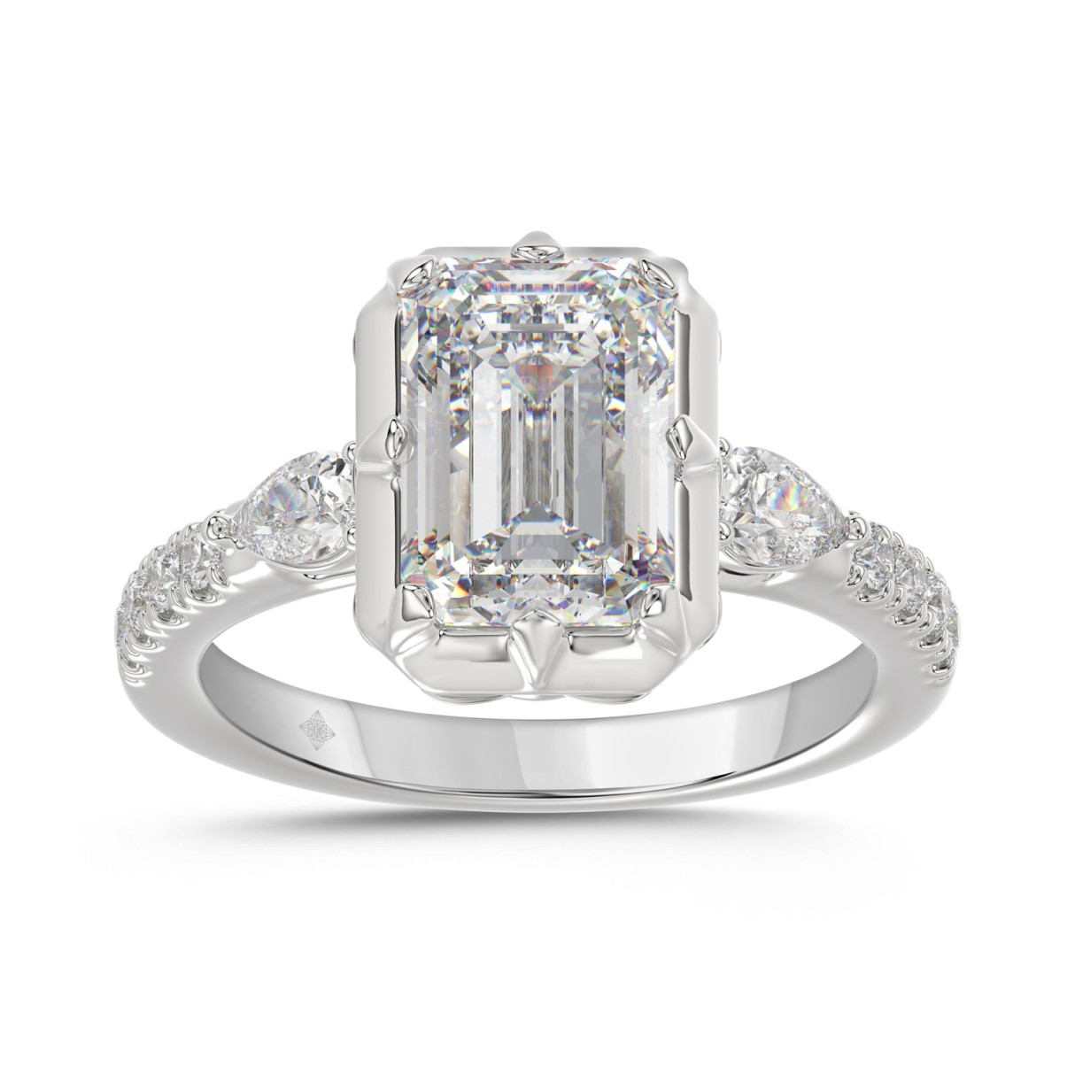 14K WHITE GOLD 3 1/2CT ROUND/PEAR/EMERALD DIAMOND ...