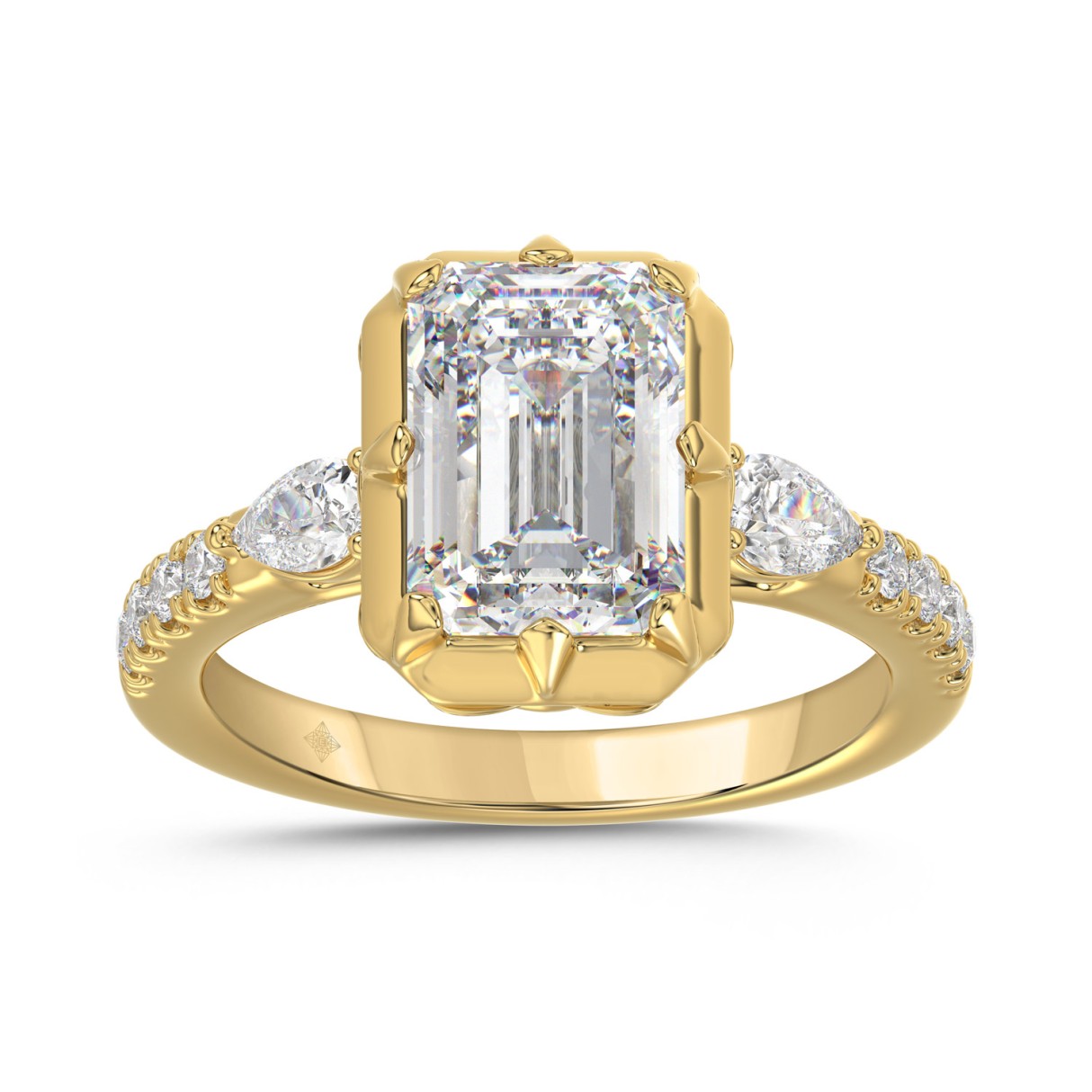 14K YELLOW GOLD 3 1/2CT ROUND/PEAR/EMERALD DIAMOND...