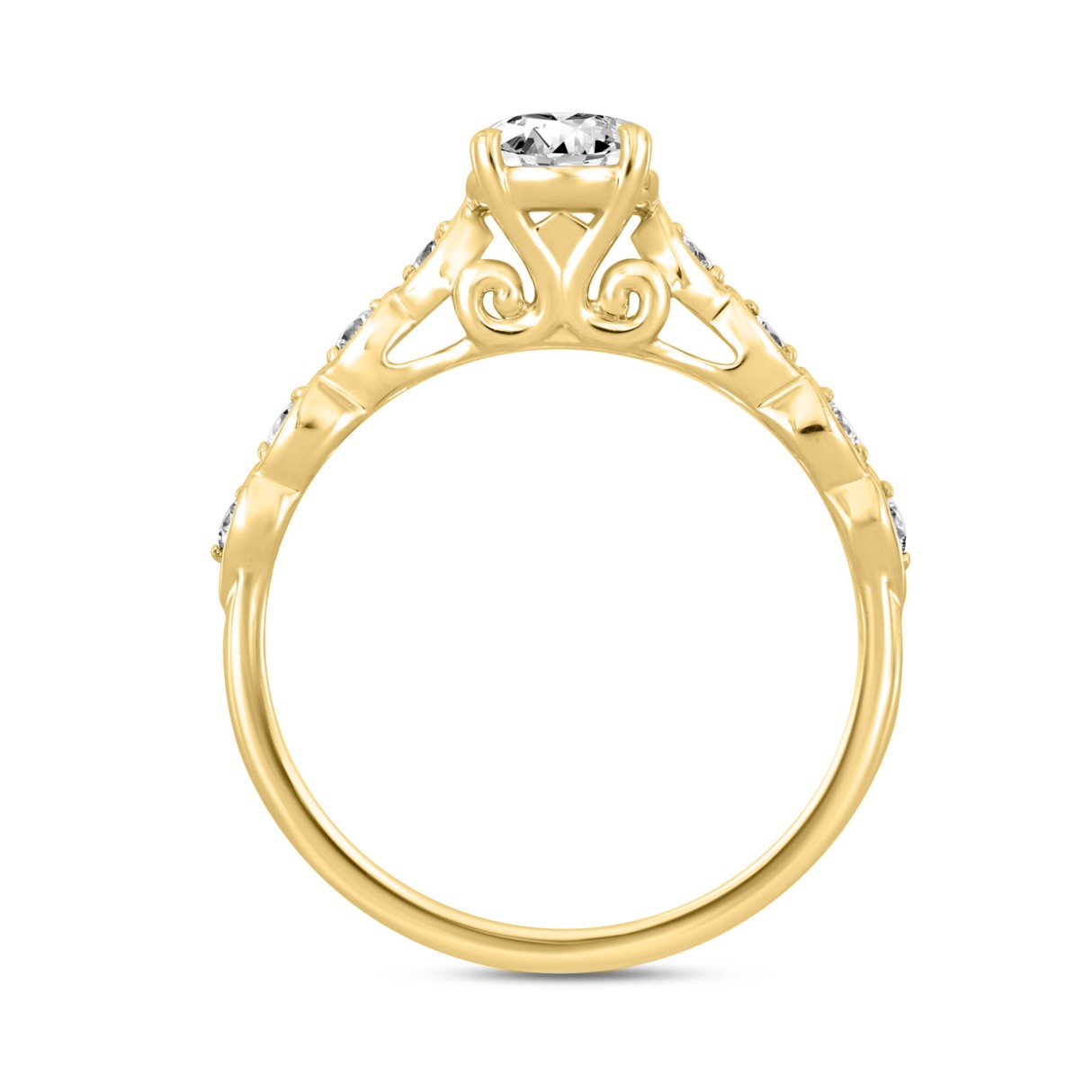 14K YELLOW GOLD 2 1/4CT ROUND/OVAL DIAMOND LADIES RING (CENTER STONE OVAL DIAMOND 2.00CT)