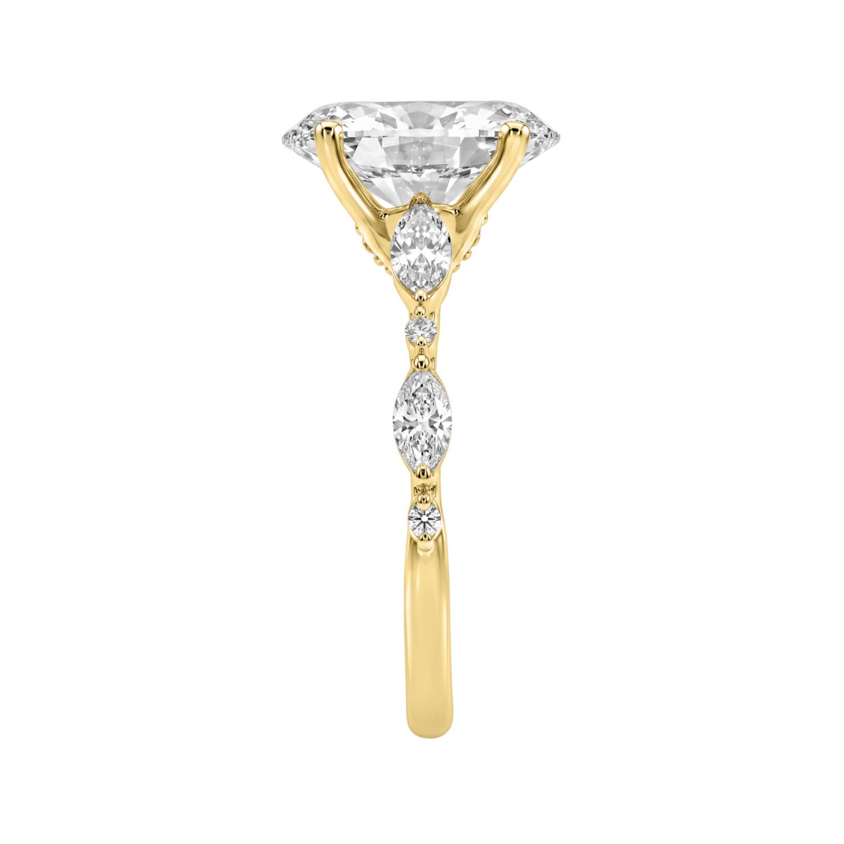 14K YELLOW GOLD 4.00CT ROUND/OVAL/MARQUISE DIAMOND LADIES RING