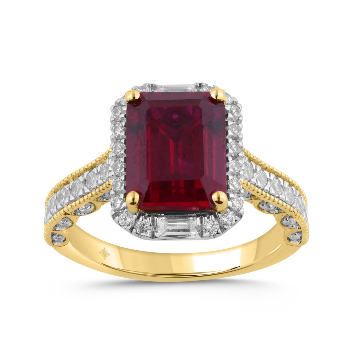 14K YELLOW GOLD 5 3/4CT ROUND/EMERALD/BAGUETTE DIA...
