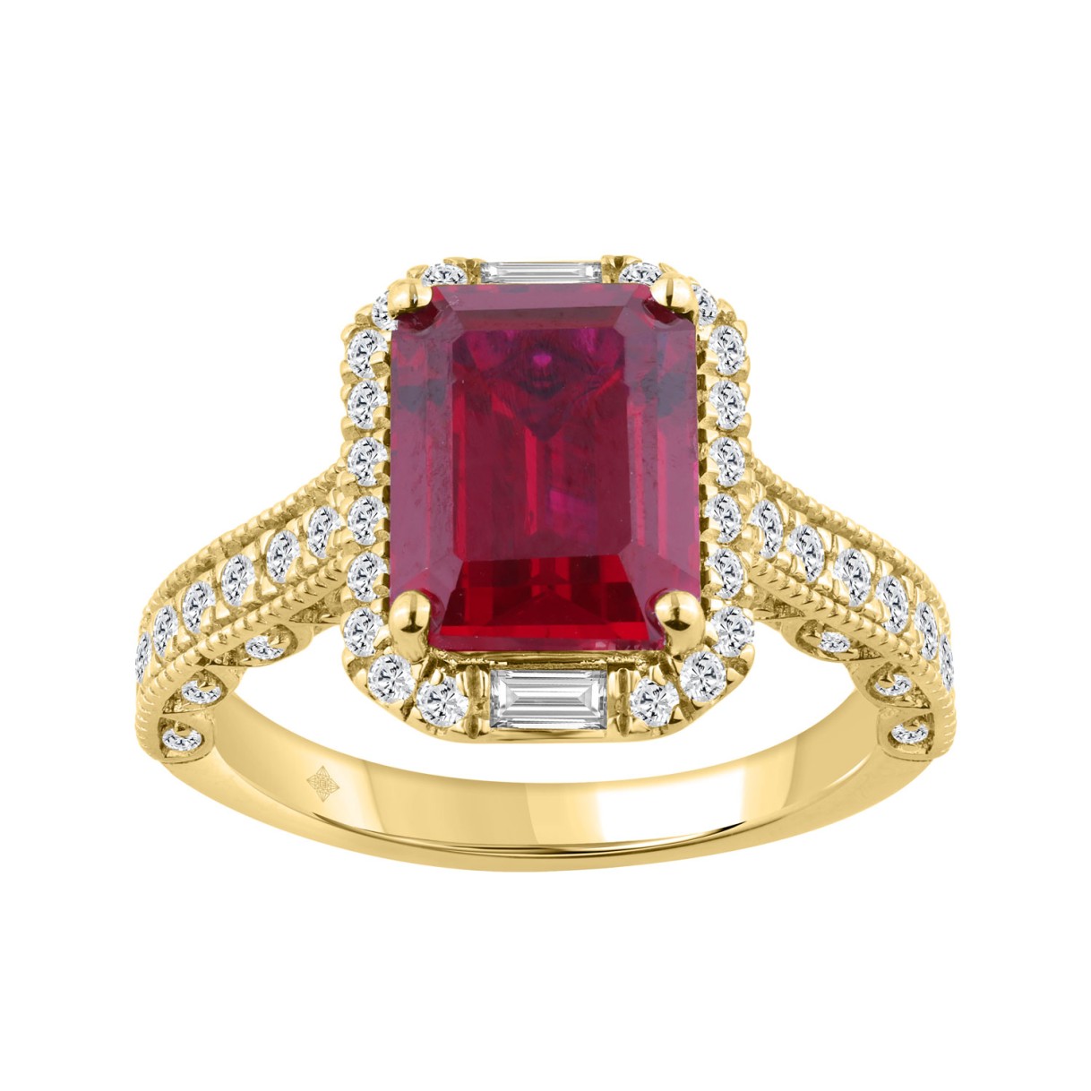 14K YELLOW GOLD 5 3/4CT ROUND/EMERALD/BAGUETTE DIA...