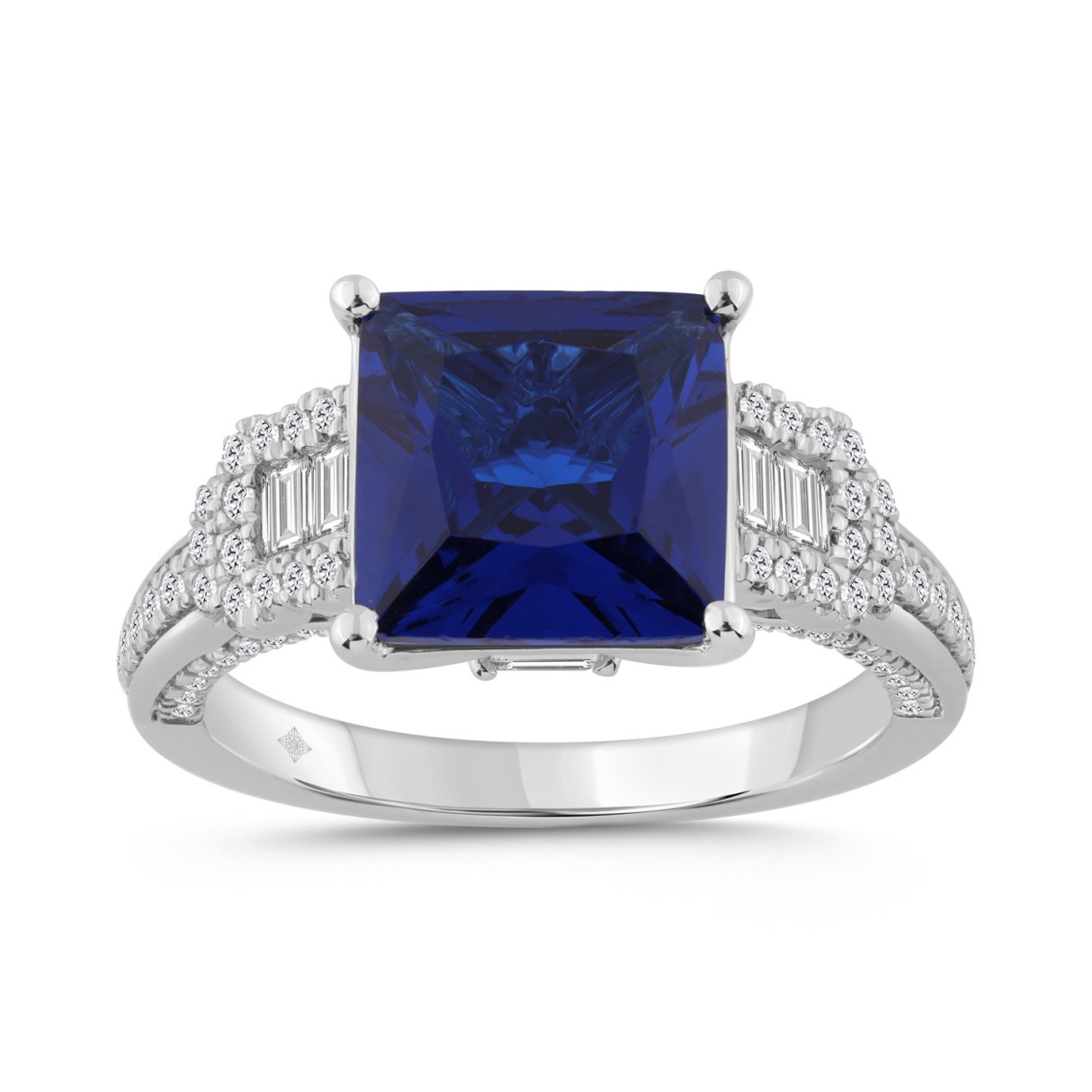 14K WHITE GOLD 1/2CT ROUND/EMERALD/BLUE SAPPHIRE B...